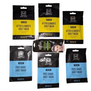 7pc Men's Face Mask Set M! Skin Care Replenish Post-Shave and Nobleman Cucumber